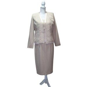 Marsoni Dress Jacket Suit Cocktail Wedding Formal Size 8 Sequins Tan
